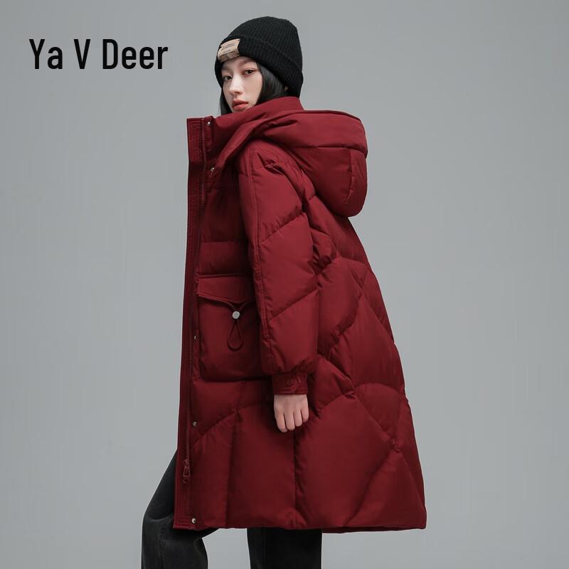 Yalu Women s Hooded Mid-length Down Jacket L