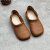 Johnature Chaussures plates vintage faites à la main en cuir véritable, chaussures confortables à semelle souple, couleur unie, à enfiler