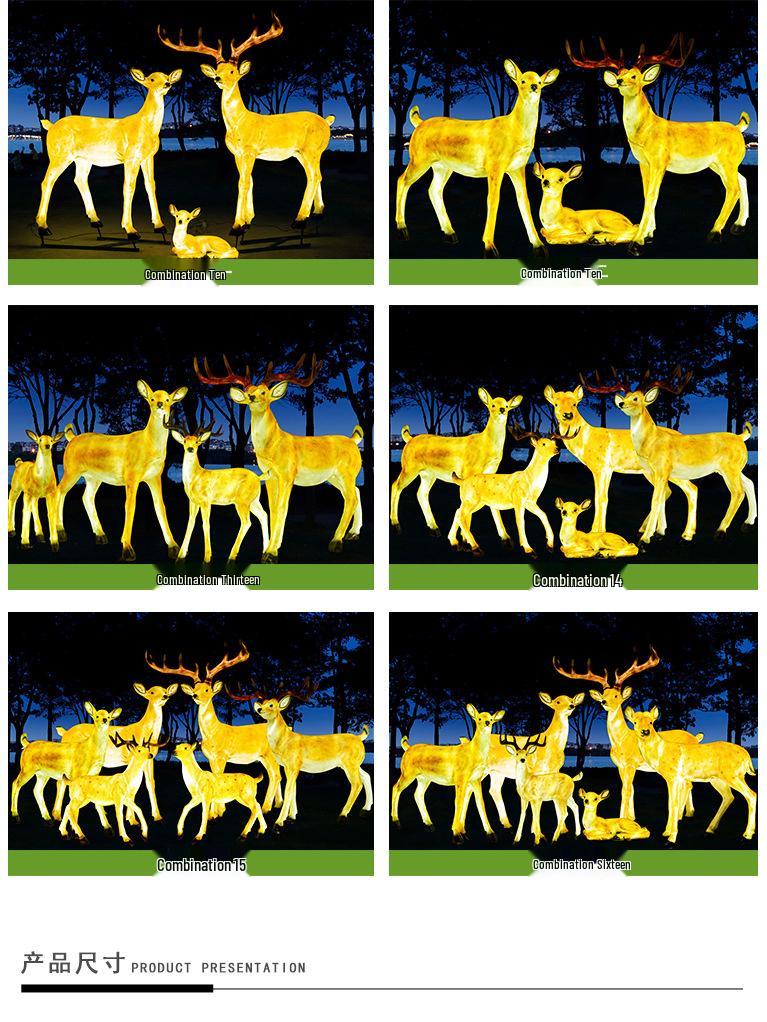 Luminous Fiberglass Sika Deer Sculpture for Garden Lawn Decoration