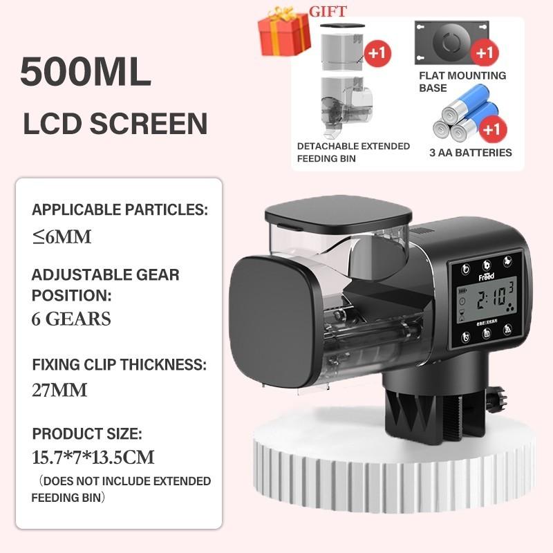 500ML Large Capacity Fish Tank Intelligent Timing Feeder Aquarium Adjustable Control Dispenser Small Food Automatic Fish Feeder