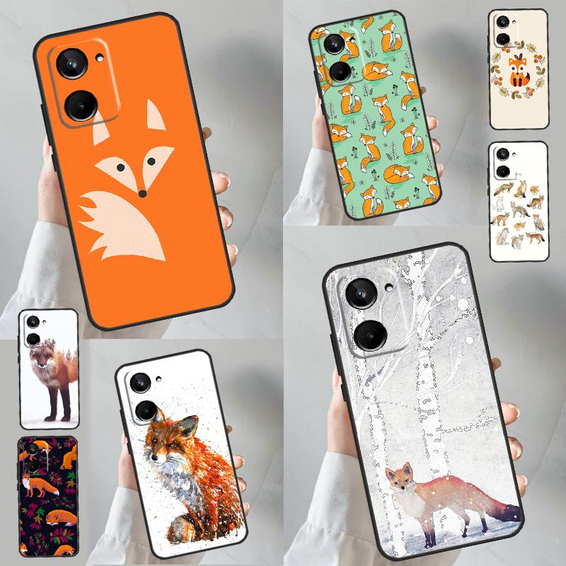 Fox Animal Pattern For Realme 11 8 9 10 Pro Plus GT Neo 5 3T 2T C11 C21 C25 C21Y C31 C30 C33 C35 C55 Case