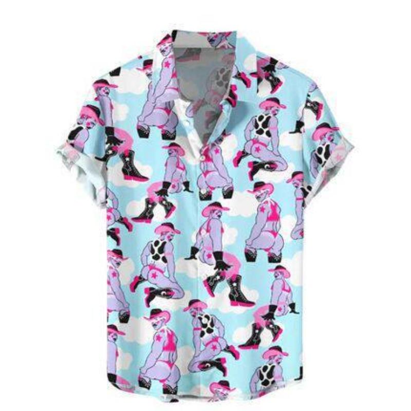 Men S Summer Short Sleeve Shirt 3d Print Striped Color Block Casual