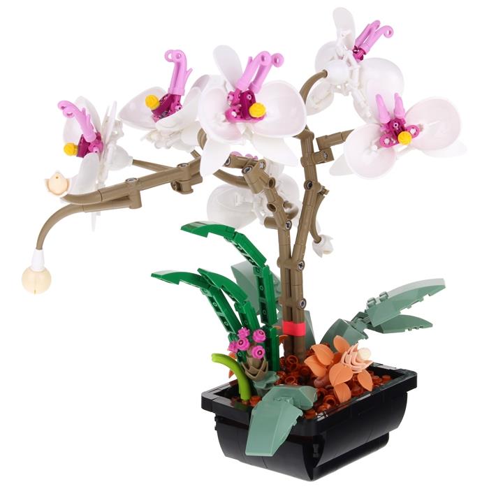 Construction Blocks Flower Orchid in a Pot White to be assembled 581 pcs.
