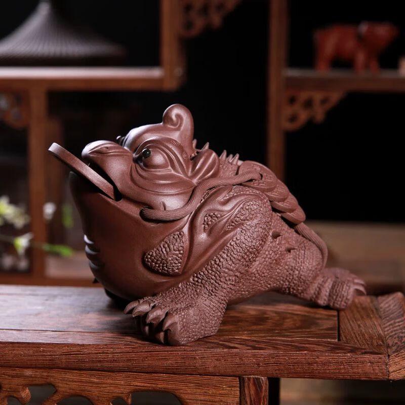 Purple Clay Golden Toad Tea Pet Ornament