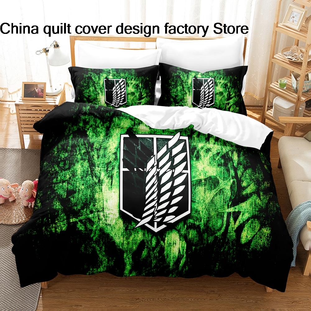 Hot Attack On Titan Bedding Set Single Twin Full Queen King Size Bed Set Kids Bedroom Duvetcover Sets Anime Attack On Titan2 Bed