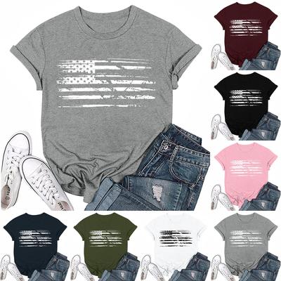 Women's Fashion Printed Casual Pleated Round Short Sleeve T-Shirt Top