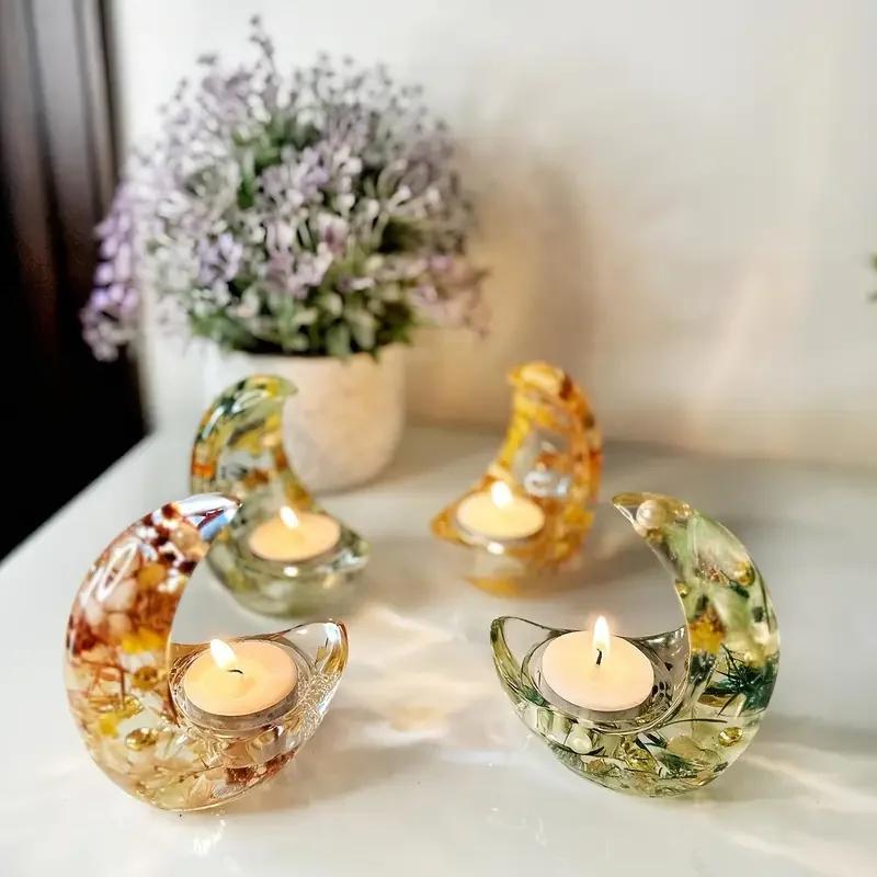 Top Quality Moon Shape Candle Holder Resin Molds 3D Candles Silicone Molds Resin Moon Molds Epoxy Resin Molds Ramadan Moon
