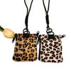 Square Hanging Neck Coin Purse Casual Small Card Holder Leopard Print Mini Wallet  Storage