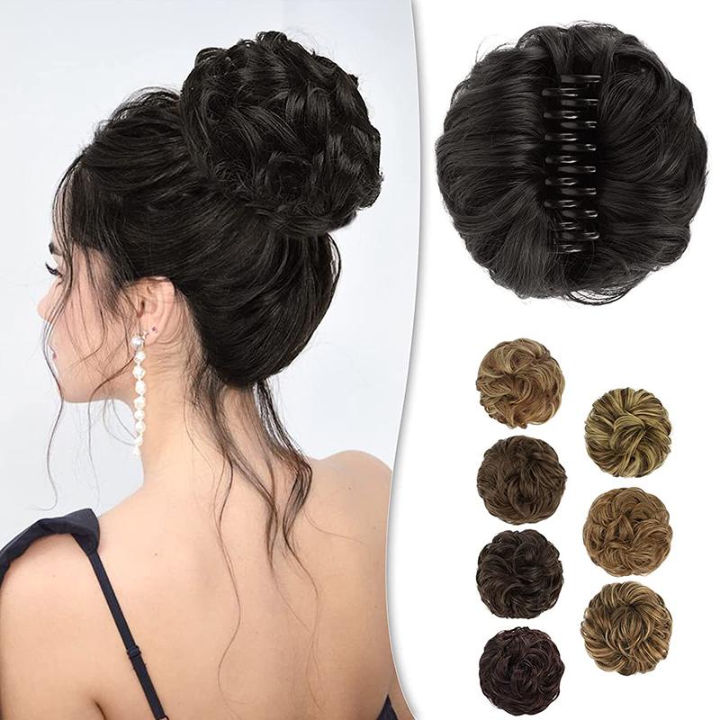 Extensions de cheveux synthétiques en chignon bouclé et désordonné, queue de cheval, pince de préhension, chouchou, élastique, épingle à cheveux pour femmes, outils de coiffure