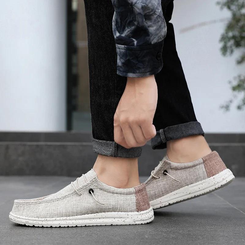 Canvas Men Shoes Male Loafer Lightweight Soft Sole Breathable Slip-On Walking Casual Shoes for Men footwear big size 48