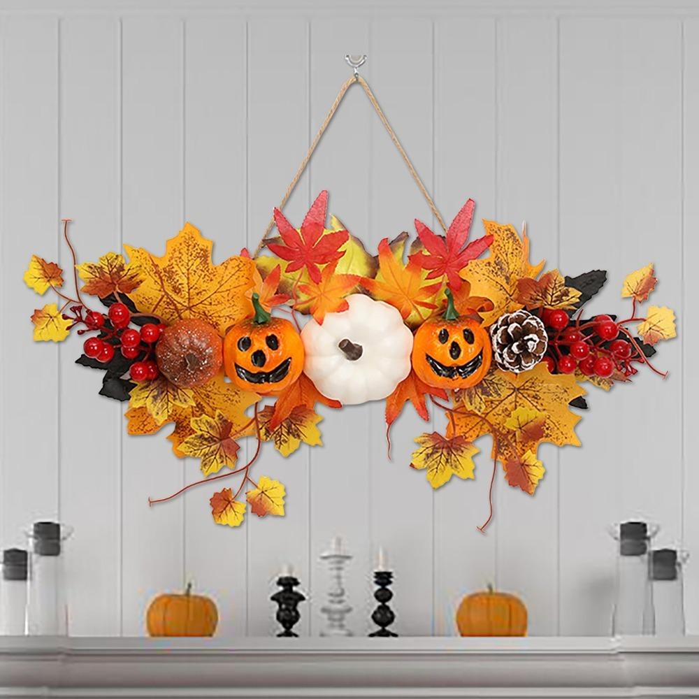 

Reusable Halloween Maple Leaf Pumpkin Pendant Durable Wall Hanging Props Realistic Indoor/Outdoor