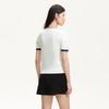 Veromoda Short-Sleeve Letter Jacquard Knit Top with Contrast Collar