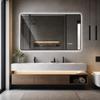 60 × 100cm Rounded Rectangle Black Aluminium Framed LED Bathroom Mirror,3-Colour Dimmable with Anti-Fog,Memory Function,Tempered Safety Glass,IP44