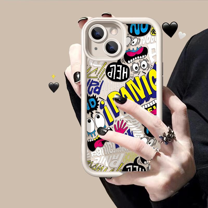 Full Protection Shockproof Case for Apple iPhone Air 17 16 15 14 Pro/Pro Max/Plus/E Series , Fashionable Funny Graffiti Pattern Phone Shell