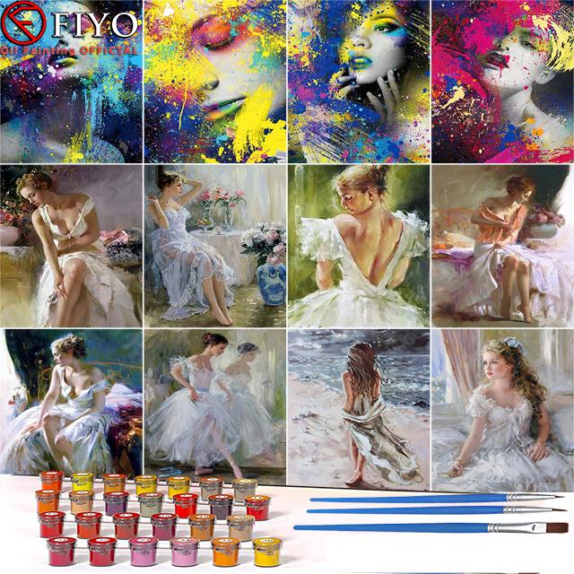 

40x50cm Раскраска по количеству Женщины Наборы DIY Ручная роспись По номеру Рисунок на холсте Домашнее украшение для взрослых