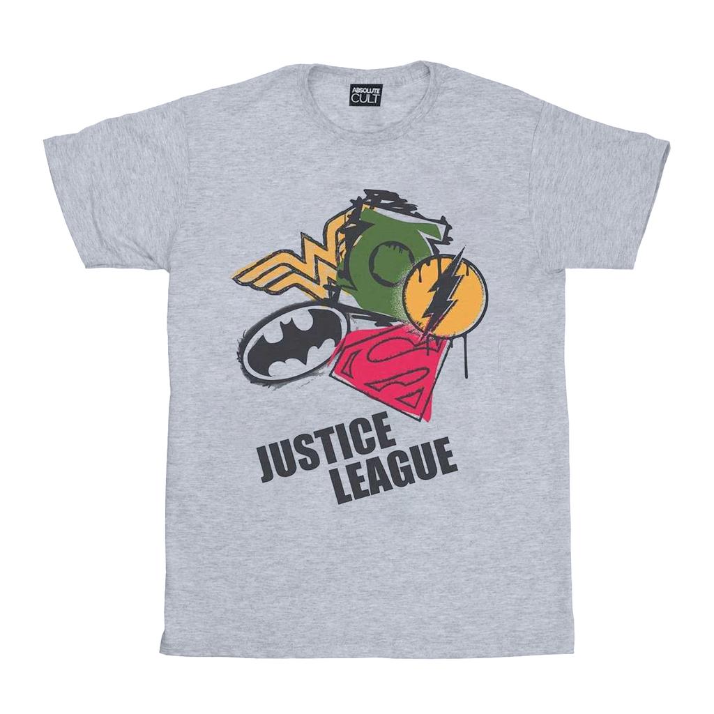 DC Comics Girls Justice League Spray Logos Cotton T-Shirt