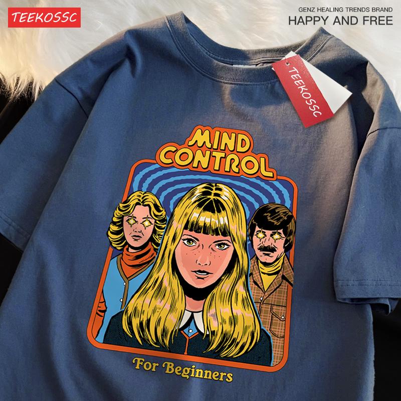 Mind Control For Beginners Printing T-Shirt Oversized Cotton T-Shirt Fashion Loose Tops Casual Sweat Tee Clothes Cotton Couple