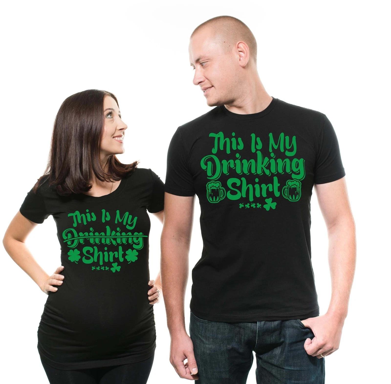 Saint Patrick s day Couple Funny Drinking Tees maternity pregnancy Irish Tees 2XL