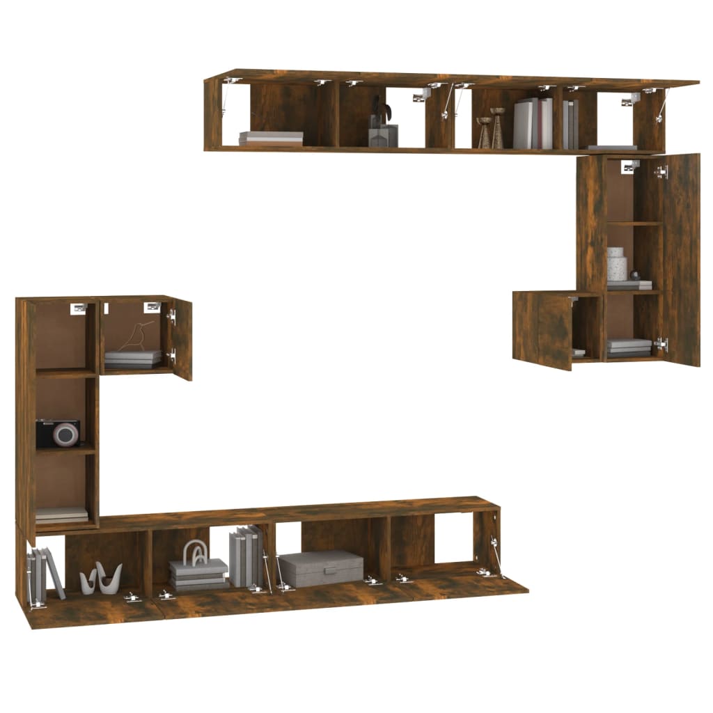 Wall Mounted TV Cabinet Smoked Oak Wood Composite