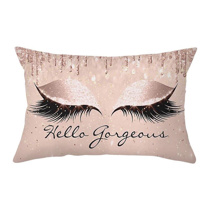 Peach Skin Waist Pillowcase Eyelash Print Cushion Cover Sofa Office Cushion Cover