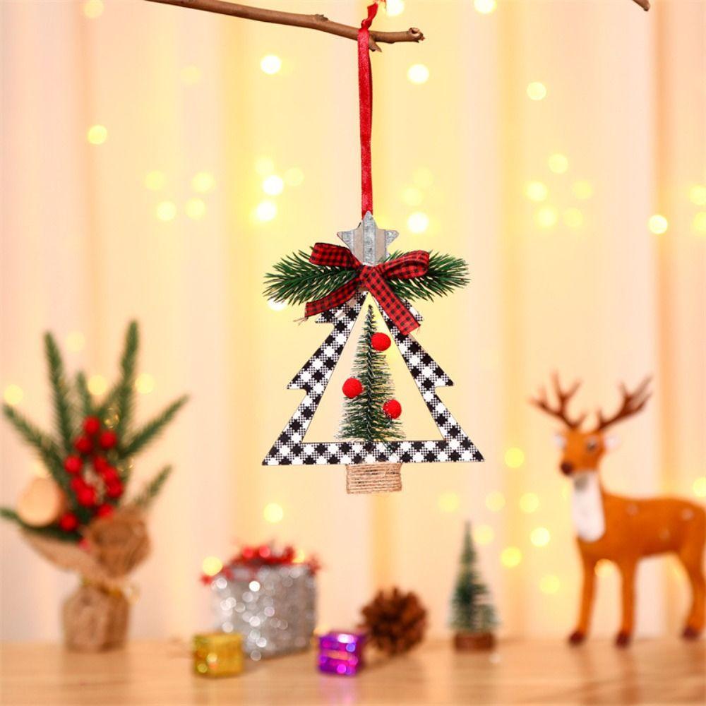 Round Christmas Decoration Square Christmas Wooden Pendant Cute   New Year