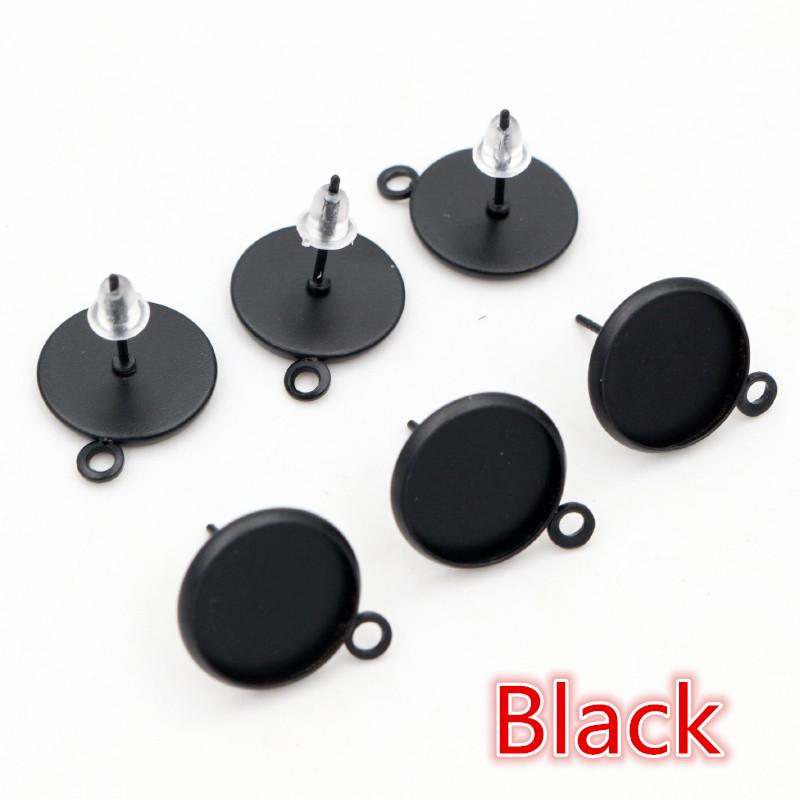 12mm 30pcs Rhodium Brone Gold Silver Plated Stainless Iron Earring Studs(with Ear Plug) Base,Fit 12mm Glass Cabochons
