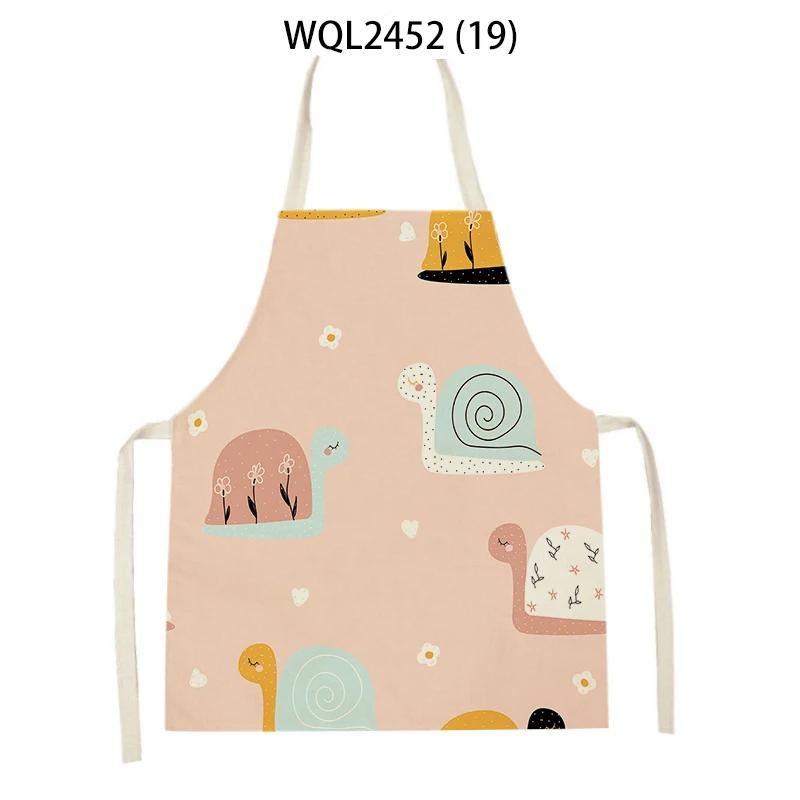 Animal Snail Rabbit Printing Apron Adult Kids Sleeveless Kitchen Apron Linen Cooking Baking Accessories Apron Cleaning Tool
