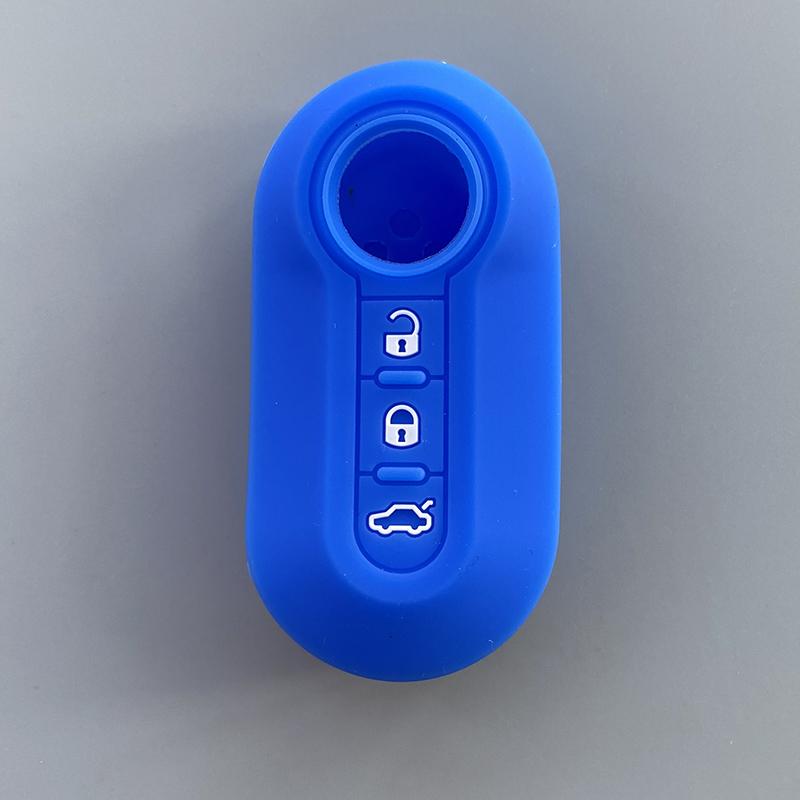 Silicone car key cover case shell for Fiat 500 Punto Panda  Bravo 3 button foldingKey Car Accessories