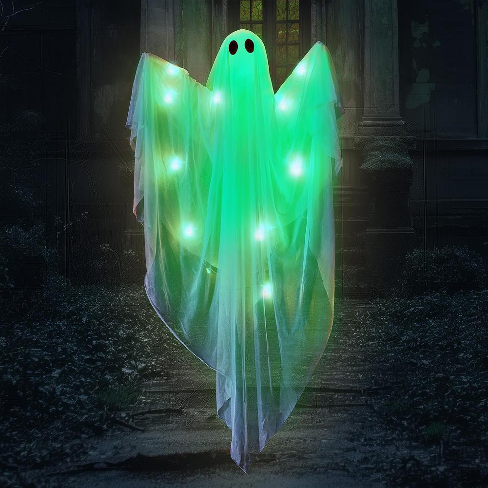 Halloween Hanging Ghosts Light Battery Powered Glowing Door Hanging Ghost Ghost Hanging Night Light for Outdoor Yard Decoration