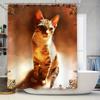 Luxury Printed Shower Curtains 3D Waterproof Cat Bath Mats Decorative Shower Curtains for Bathroom Orange Red Color (245x180cm)