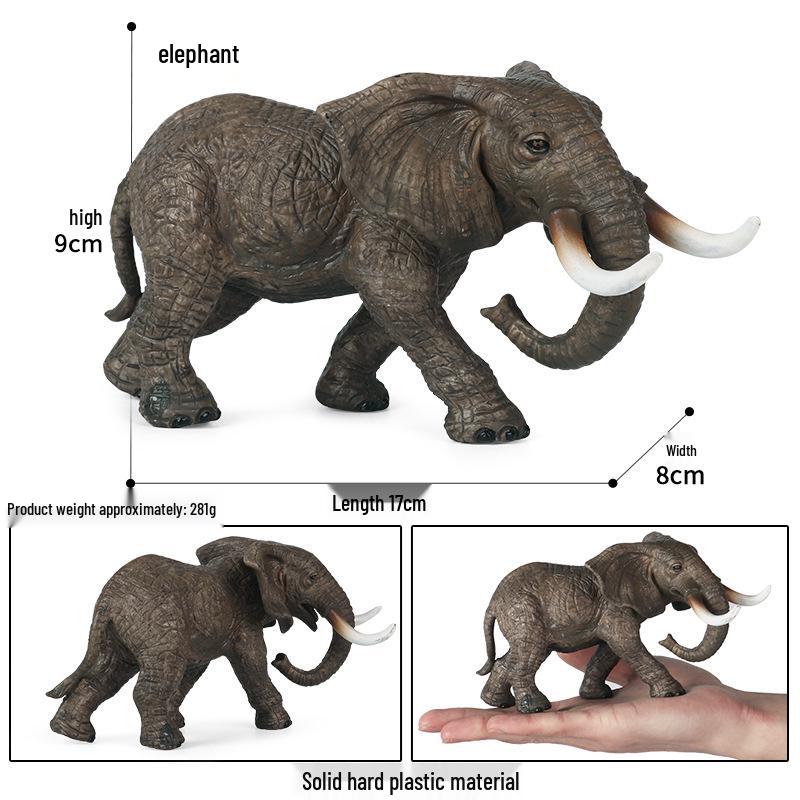 Wild Safari Animal Figurines: Giraffe, Elephant, Rhinoceros, Brown Bear, Tiger, Lion, Leopard, Hippopotamus - Solid Cognitive Toys