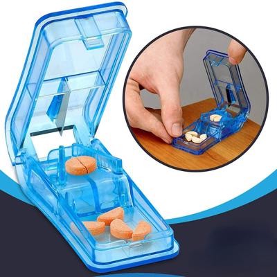 Pill Splitters Pill Cutters with V- Grip for Small and Medication Crusher with Pill Holder Case