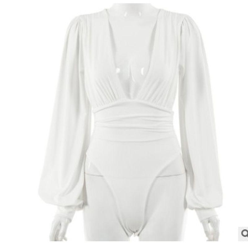 

Women s V-neck Lace Jumpsuit Women Sexy Dress White L