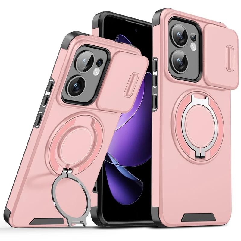 Armor Shockproof Magnetic Ring Stand Holder Case For OPPO Reno 13 13F 13 F Reno13 Pro 5G Slide Lens Protect Cover