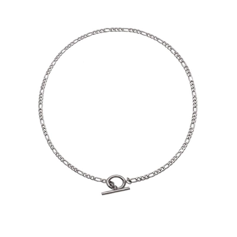 Hip Hop Fashion Versatile Steel Color Popular Ot Buckle Splicing Necklace Titanium Steel Plated 18K Gold Clavicle Chain