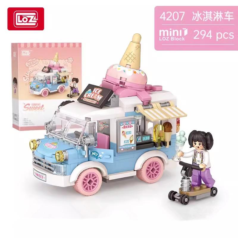 

Mini Loz Blocks City Series Street View 294Pcs+ Food Truck Fruit/Icecream Shop Learning Assemble Toys Toys For Chrismas 4207