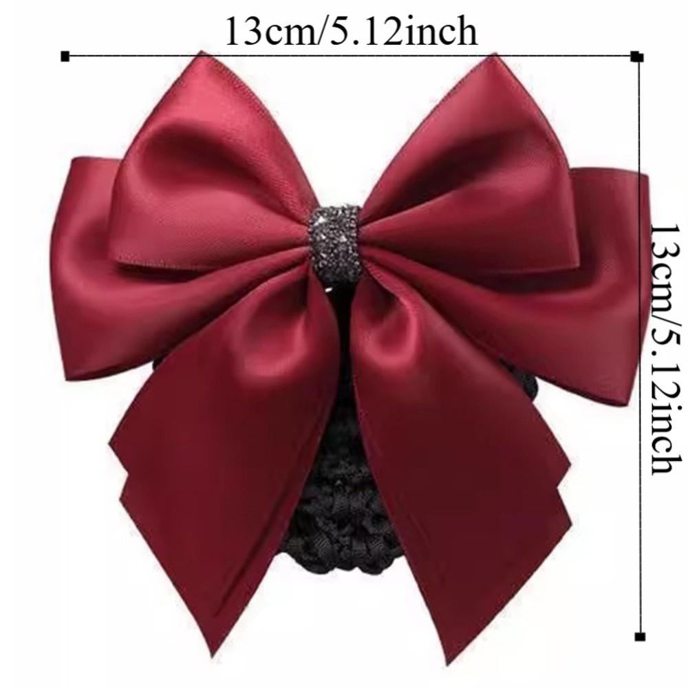 Elegant Bowknot Net Bun Hair Cover Multiple Colors Net Bun Snood Spring Clip  Vocational Work