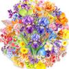 50 Watercolor Flowers Plants Transparent Pet Stickers Mori Wildflowers Daisies Ambience Pull Full Non-Repeating Stickers