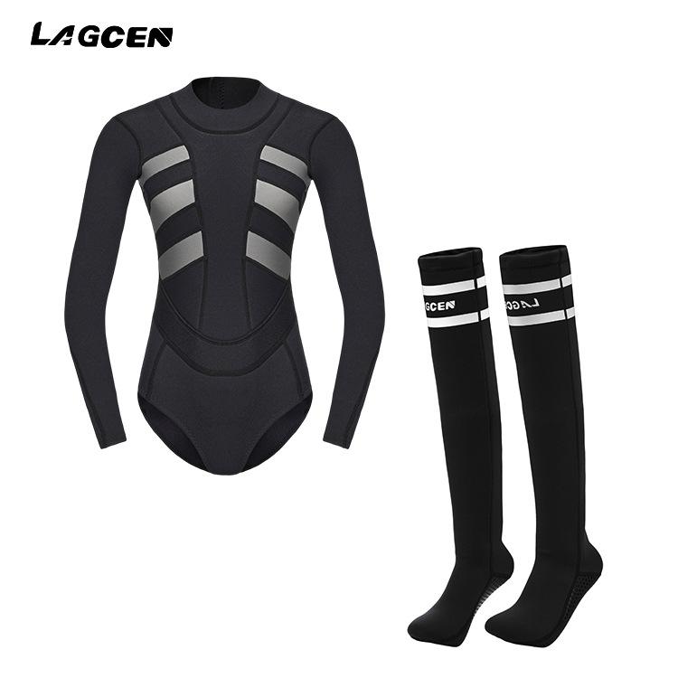 3MM Neopren Neoprenanzug Damen Einteiler Langarm Bikini Schlanker Badeanzug Damen Surfanzug