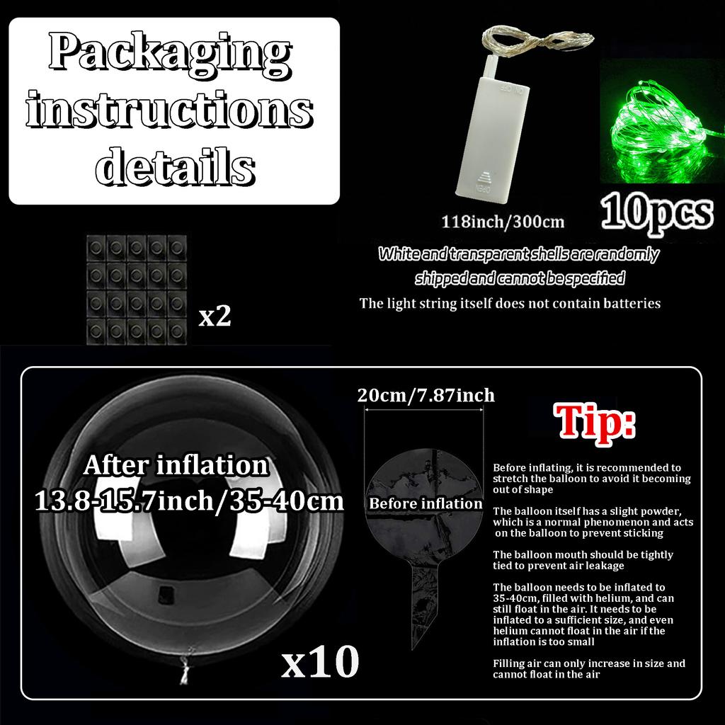 10pcs/set of LED transparent luminous balloons (excluding internal power) for anniversary, wedding, birthday, party decoration