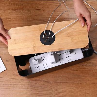 Houten kabelopbergdoos Power Line Storage Case Stofdichte oplader Socket Organizer Wire Case Home Kabelhaspel Organizer
