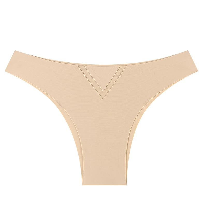 Ladies Spring and Summer Sexy Hollow Out Mesh Pure Color A Piece of Ice Silk Briefs