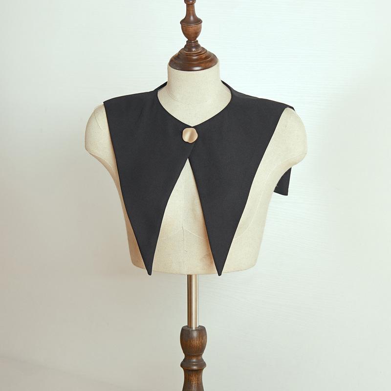 Preppy Navy Collar Sleeveless Button-Up Dickey Shawl