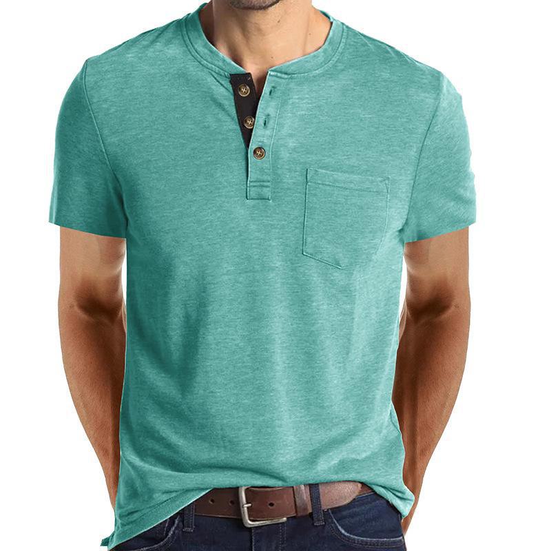Herren Outdoor Tactical Henry Rundhals Kurzarm T-Shirt - Klassisches Poloshirt im europäischen und amerikanischen Stil