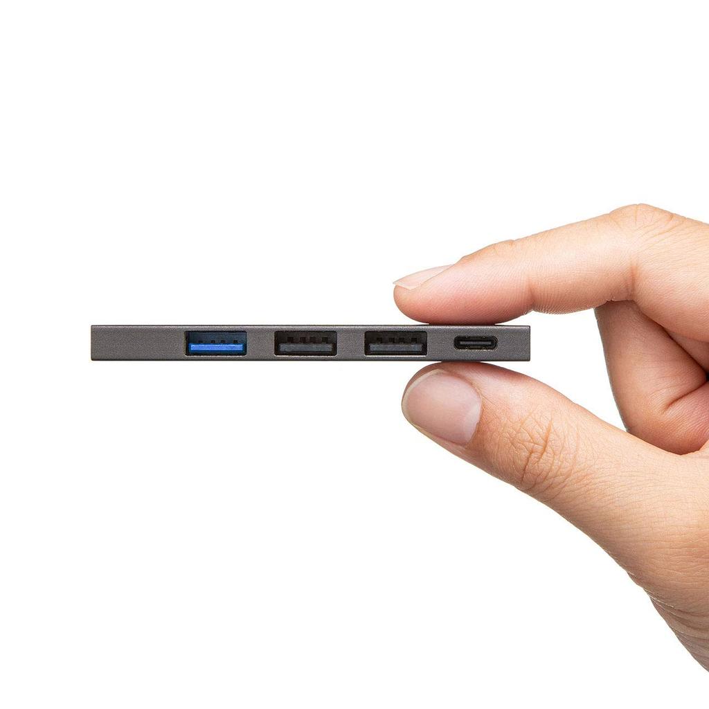 Sanwa Supply USB Combo Hub A Gen 1 x 1 USB A x 2 USB x 1 Slim Aluminum Type-C (USB 3.2 port, 2.0 ports, Type-C port), Bus-Powered, Type, Body,