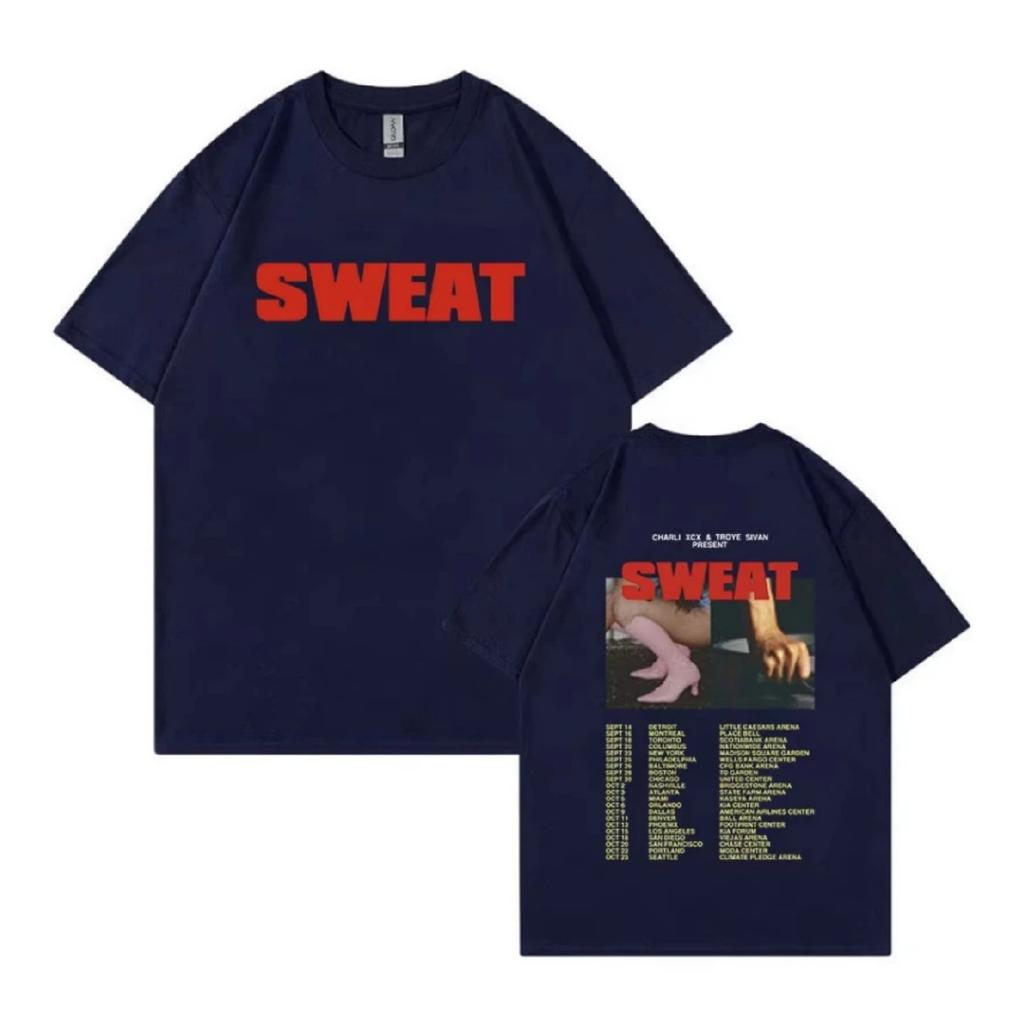 Charli XCX SWEAT Tour 2024 Brat T-Shirt Herren Damen Vintage Harajuku Mode T-Shirts Hip Hop Oversized Baumwoll-T-Shirt Streetwear