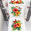 Tropical Floral Butterfly Toilet Stickers, Bathroom Decorative Stickers