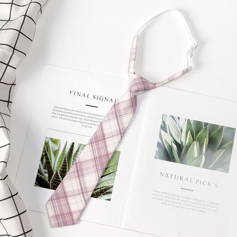 Japanese School Girl Style Polyester Plaid Neck Tie With Bow For Kids Uniforms