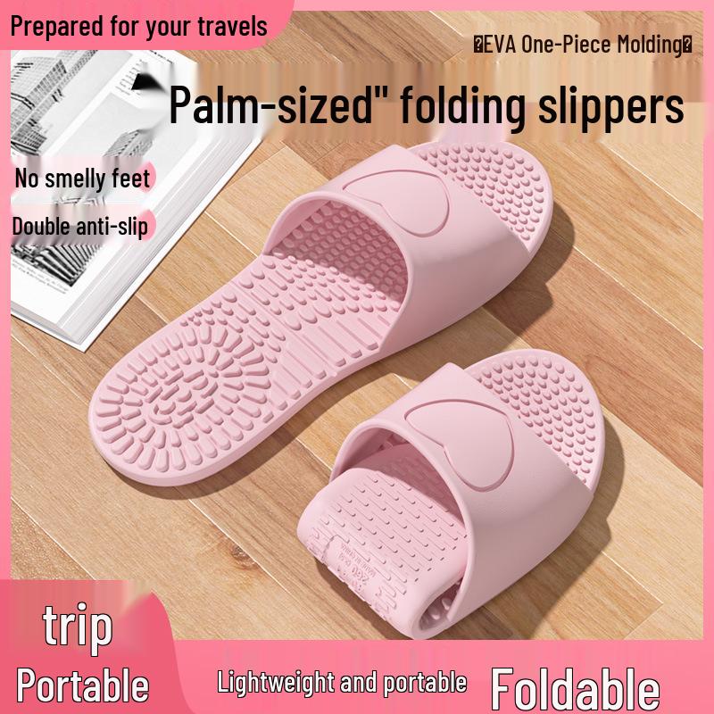 Women's Minimalist Foldable EVA Bathroom Slippers - Silent, Odor-Resistant, Anti-Slip for Travel & Hotel Use
