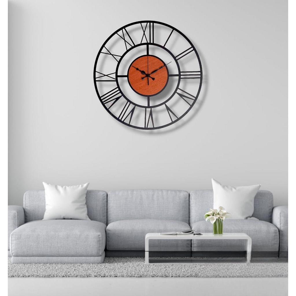 Morden Metal & Wooden Analog Wall Clock for Living Room Bedroom Office Kitchen Stylish Wall Clock for Home and Hall Designer Big Size Modern